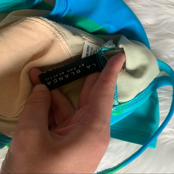 VTG Y2K Neón Green / Blue Swimsuit Crop Top - Picture 10 of 11